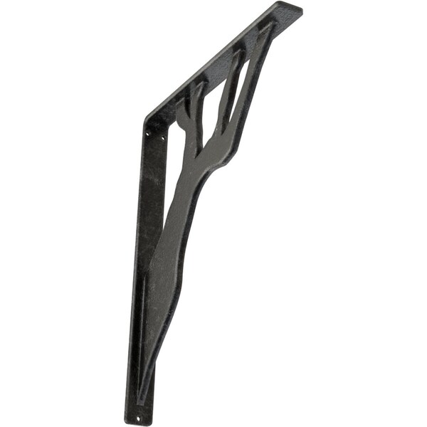 Ekena Millwork Damon Wrought Iron Bracket, (Single center brace), Antiqued Silver 1 1/2"W x 12"D x 15"H BKTM01X12X15SDAASV - main